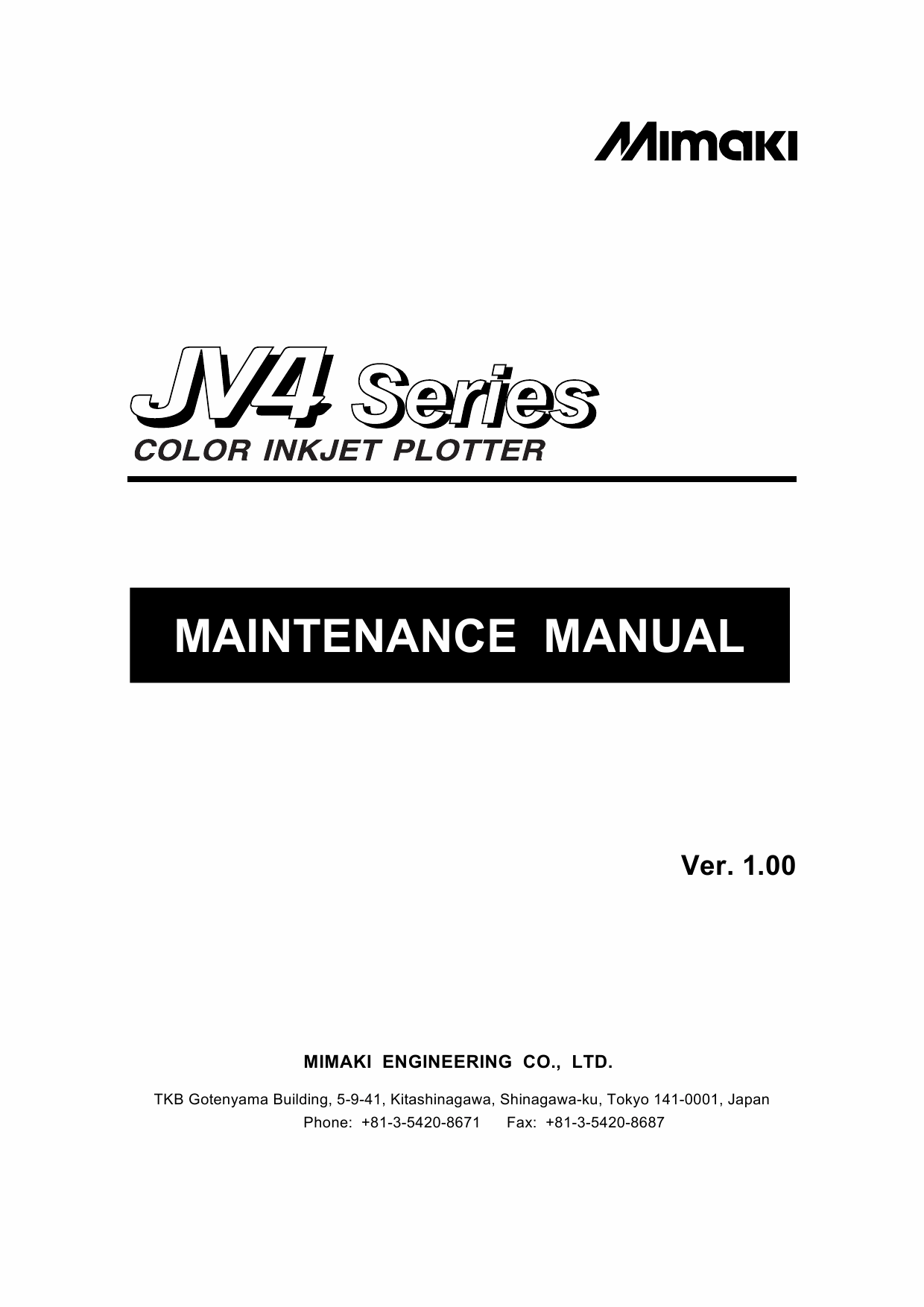 MIMAKI JV4 130 160 180 MAINTENANCE Service Manual-1